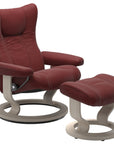 Paloma Leather Cherry S/M/L and Whitewash Base | Stressless Wing Classic Recliner | Valley Ridge Furniture