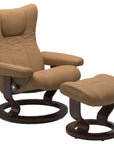 Paloma Leather Taupe S/M/L and Brown Base | Stressless Wing Classic Recliner | Valley Ridge Furniture