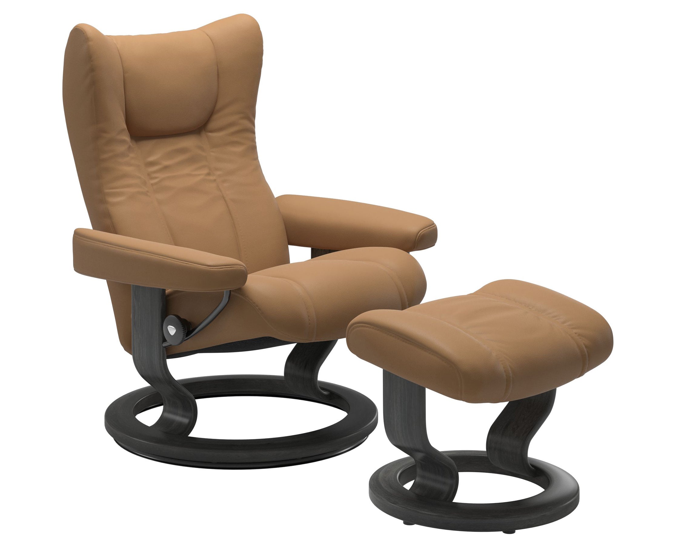 Paloma Leather Taupe S/M/L and Grey Base | Stressless Wing Classic Recliner | Valley Ridge Furniture
