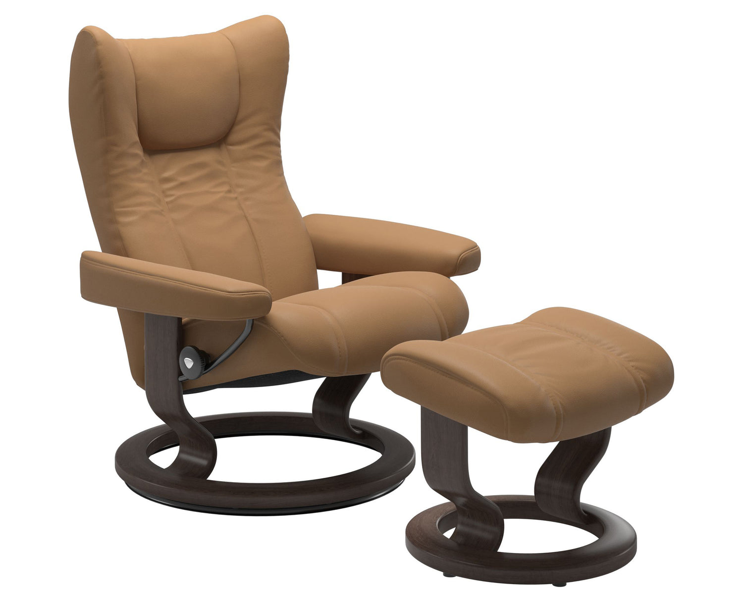 Paloma Leather Taupe S/M/L & Wenge Base | Stressless Wing Classic Recliner | Valley Ridge Furniture
