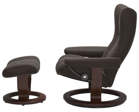 Paloma Leather Chestnut S & Brown Base | Stressless Wing Classic Recliner | Valley Ridge Furniture
