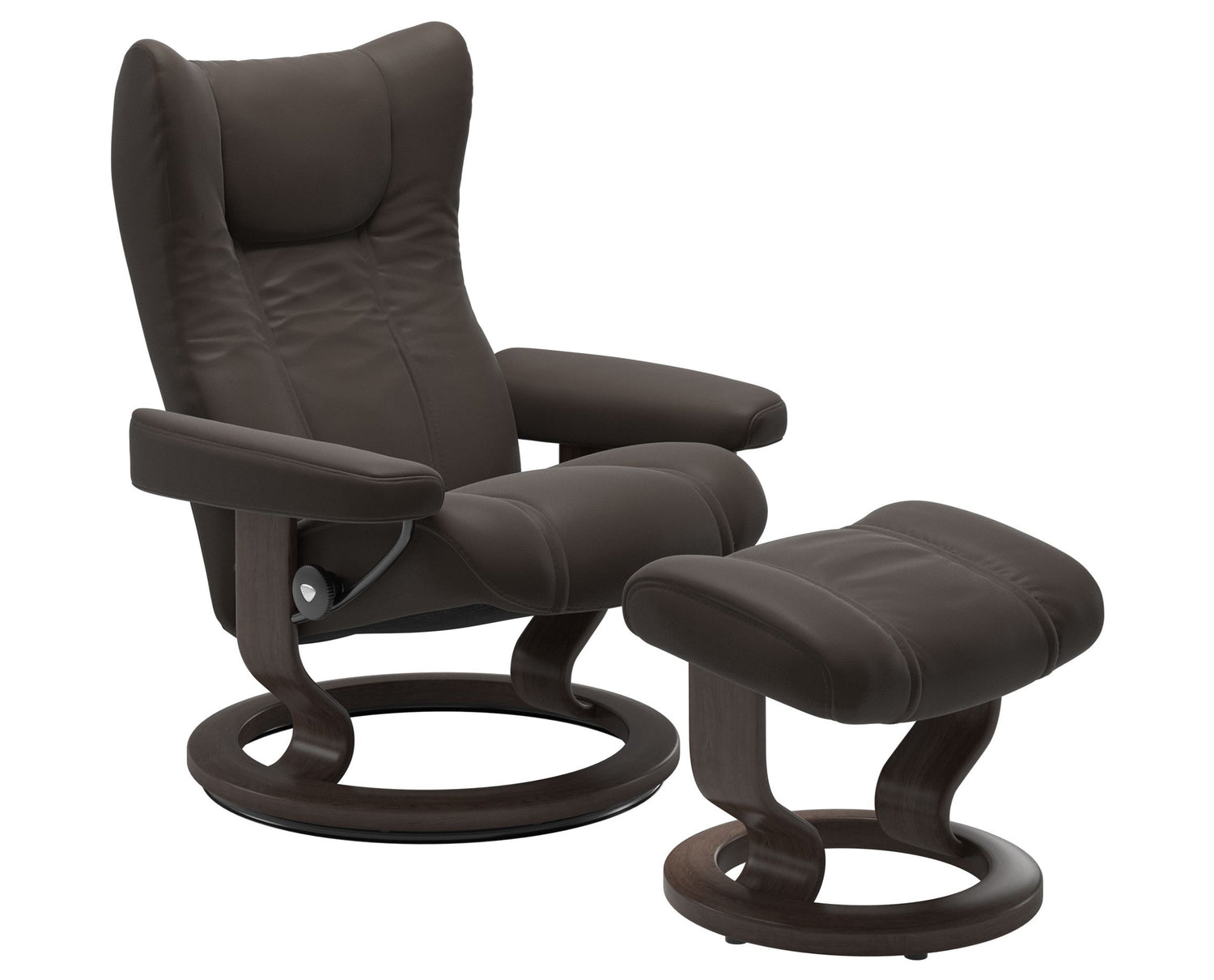 Paloma Leather Chestnut S/M/L & Wenge Base | Stressless Wing Classic Recliner | Valley Ridge Furniture