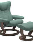 Paloma Leather Aqua Green S/M/L and Walnut Base | Stressless Wing Classic Recliner | Valley Ridge Furniture