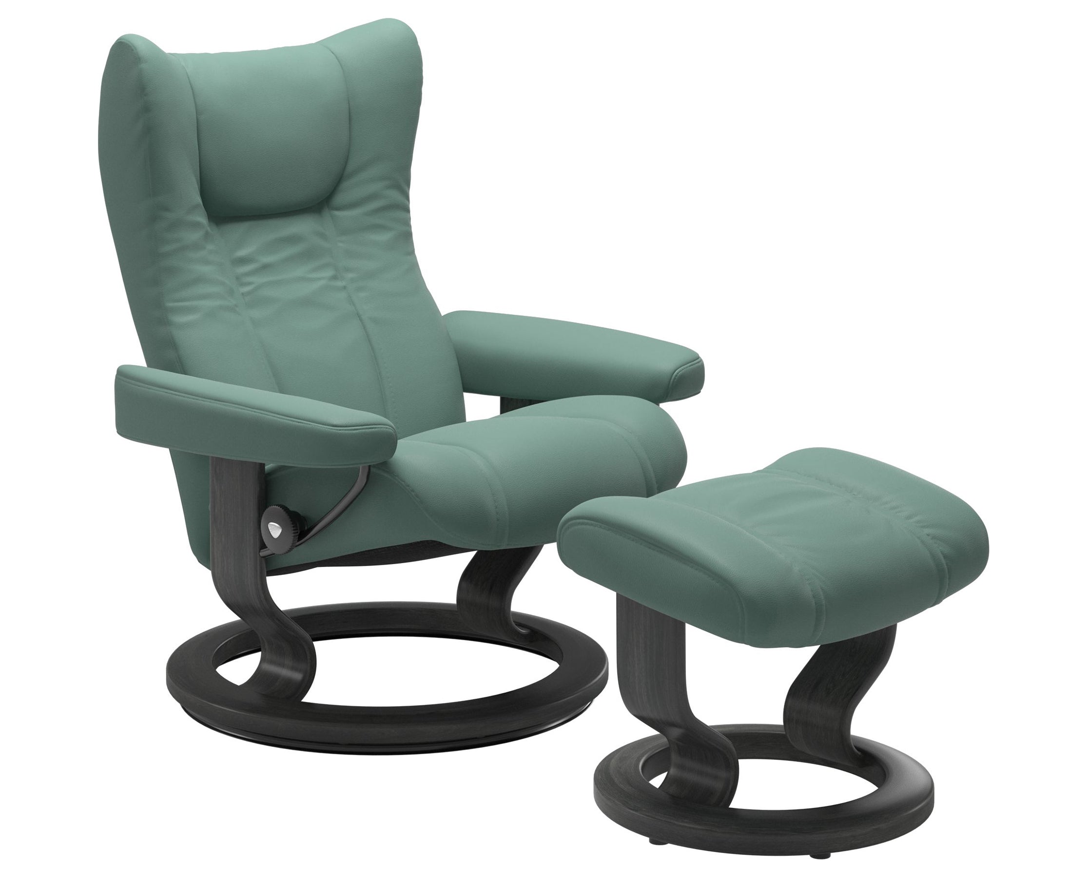 Paloma Leather Aqua Green S/M/L and Grey Base | Stressless Wing Classic Recliner | Valley Ridge Furniture