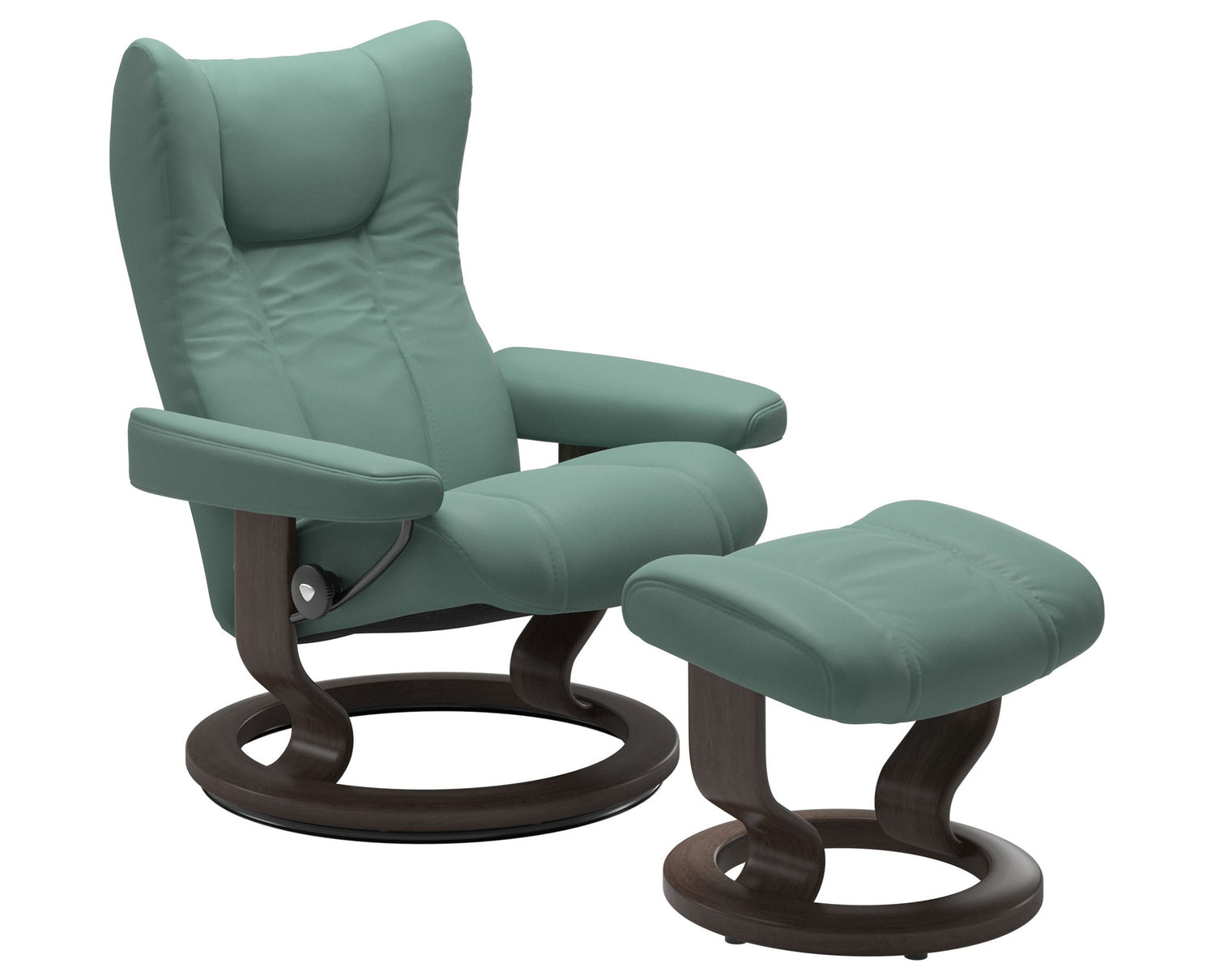 Paloma Leather Aqua Green S/M/L & Wenge Base | Stressless Wing Classic Recliner | Valley Ridge Furniture