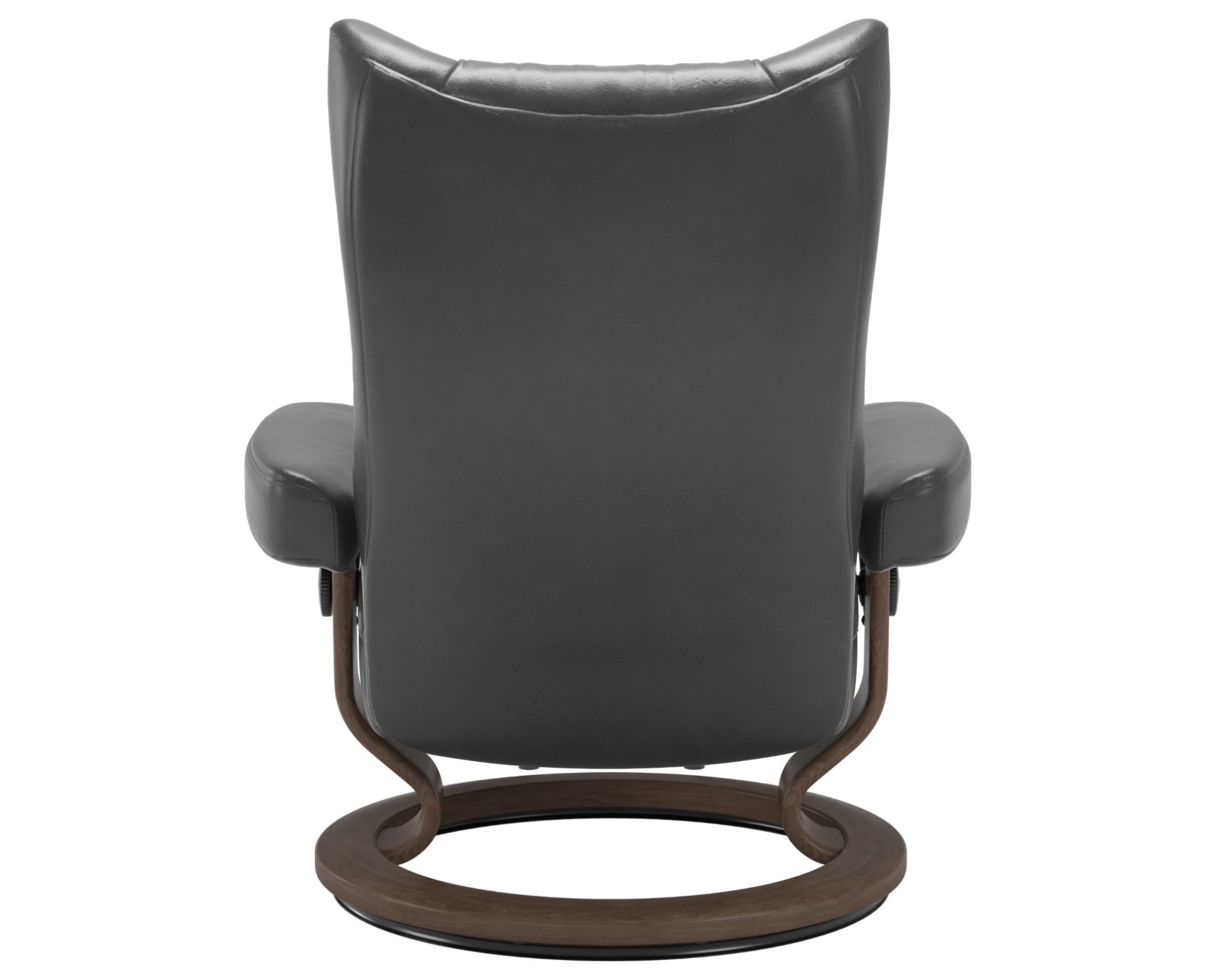 Pioneer Leather Grey M &amp; Walnut Base | Stressless Wing Classic Recliner | Valley Ridge Furniture