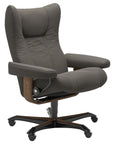 Paloma Leather Metal Grey M and Teak Base | Stressless Wing Home Office Chair | Valley Ridge Furniture