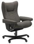 Paloma Leather Metal Grey M and Black Base | Stressless Wing Home Office Chair | Valley Ridge Furniture