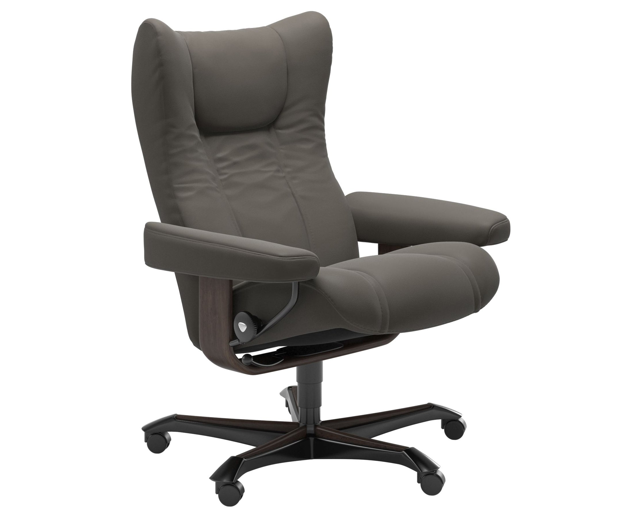 Paloma Leather Metal Grey M and Wenge Base | Stressless Wing Home Office Chair | Valley Ridge Furniture