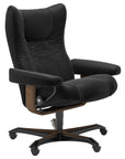 Paloma Leather Black M and Teak Base | Stressless Wing Home Office Chair | Valley Ridge Furniture