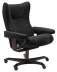 Paloma Leather Black M and Brown Base | Stressless Wing Home Office Chair | Valley Ridge Furniture