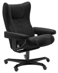 Paloma Leather Black M and Black Base | Stressless Wing Home Office Chair | Valley Ridge Furniture