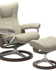 Paloma Leather Light Grey S/M/L and Walnut Base | Stressless Wing Signature Recliner | Valley Ridge Furniture