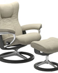 Paloma Leather Light Grey S/M/L and Grey Base | Stressless Wing Signature Recliner | Valley Ridge Furniture