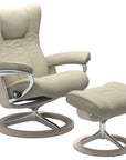 Paloma Leather Light Grey S/M/L and Whitewash Base | Stressless Wing Signature Recliner | Valley Ridge Furniture