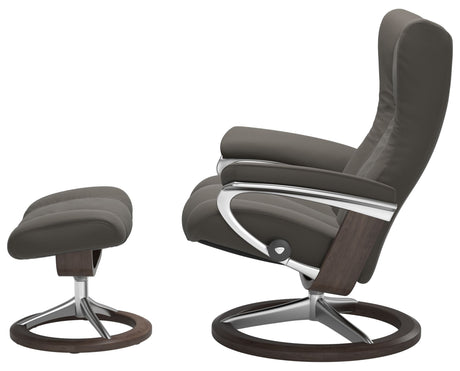 Paloma Leather Metal Grey M/L & Wenge Base | Stressless Wing Signature Recliner | Valley Ridge Furniture