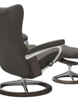 Paloma Leather Metal Grey M/L & Wenge Base | Stressless Wing Signature Recliner | Valley Ridge Furniture