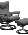 Paloma Leather Neutral Grey S/M/L and Wenge Base | Stressless Wing Signature Recliner | Valley Ridge Furniture