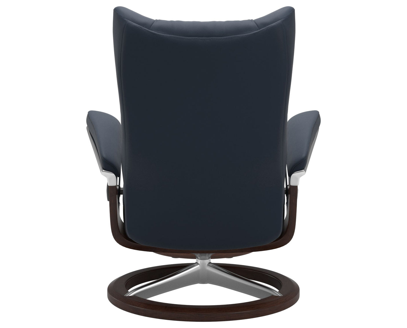Paloma Leather Oxford Blue M/L & Brown Base | Stressless Wing Signature Recliner | Valley Ridge Furniture