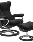 Paloma Leather Black S/M/L and Grey Base | Stressless Wing Signature Recliner | Valley Ridge Furniture