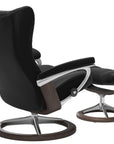 Paloma Leather Black M & Wenge Base | Stressless Wing Signature Recliner | Valley Ridge Furniture