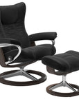 Paloma Leather Black S/M/L and Wenge Base | Stressless Wing Signature Recliner | Valley Ridge Furniture