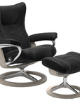 Paloma Leather Black S/M/L and Whitewash Base | Stressless Wing Signature Recliner | Valley Ridge Furniture