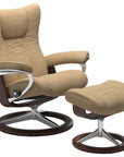 Paloma Leather Sand S/M/L and Brown Base | Stressless Wing Signature Recliner | Valley Ridge Furniture