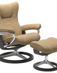 Paloma Leather Sand S/M/L and Grey Base | Stressless Wing Signature Recliner | Valley Ridge Furniture