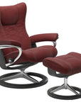 Paloma Leather Cherry S/M/L and Grey Base | Stressless Wing Signature Recliner | Valley Ridge Furniture