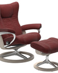 Paloma Leather Cherry S/M/L and Whitewash Base | Stressless Wing Signature Recliner | Valley Ridge Furniture
