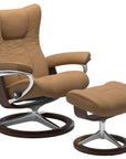 Paloma Leather Taupe S/M/L and Brown Base | Stressless Wing Signature Recliner | Valley Ridge Furniture