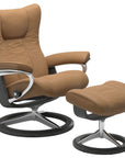 Paloma Leather Taupe S/M/L and Grey Base | Stressless Wing Signature Recliner | Valley Ridge Furniture