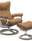 Paloma Leather Taupe S/M/L and Whitewash Base | Stressless Wing Signature Recliner | Valley Ridge Furniture