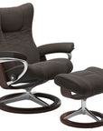 Paloma Leather Chestnut S/M/L and Brown Base | Stressless Wing Signature Recliner | Valley Ridge Furniture