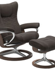 Paloma Leather Chestnut S/M/L and Walnut Base | Stressless Wing Signature Recliner | Valley Ridge Furniture