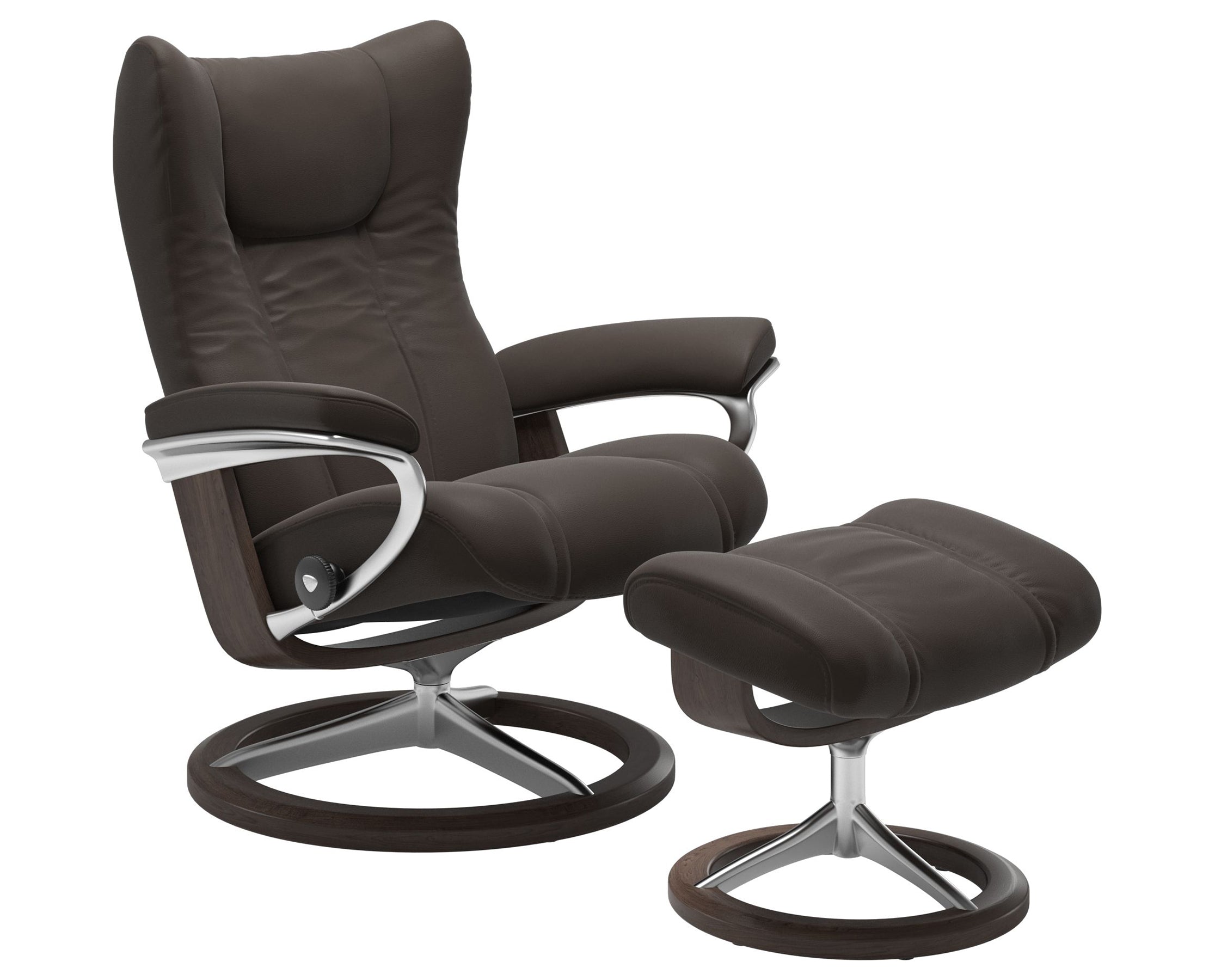 Paloma Leather Chestnut S/M/L and Wenge Base | Stressless Wing Signature Recliner | Valley Ridge Furniture