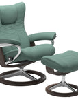 Paloma Leather Aqua Green S/M/L and Wenge Base | Stressless Wing Signature Recliner | Valley Ridge Furniture