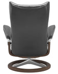 Pioneer Leather Grey S/M & Walnut Base | Stressless Wing Signature Recliner | Valley Ridge Furniture