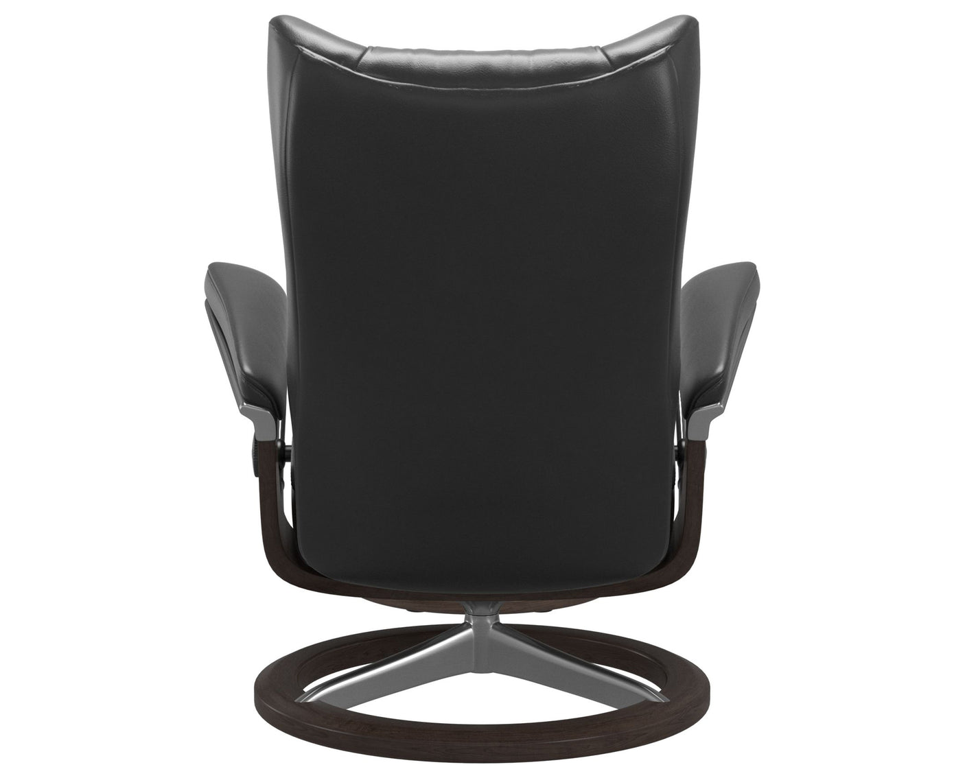 Pioneer Leather Black S & Wenge Base | Stressless Wing Signature Recliner | Valley Ridge Furniture