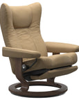 Paloma Leather Sand M/L & Walnut Base | Stressless Wing Classic Power Recliner | Valley Ridge Furniture
