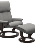 Paloma Leather Silver Grey M/L and Wenge Base | Stressless Admiral Classic Recliner | Valley Ridge Furniture