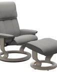Paloma Leather Silver Grey M/L and Whitewash Base | Stressless Admiral Classic Recliner | Valley Ridge Furniture
