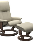 Paloma Leather Light Grey M/L and Walnut Base | Stressless Admiral Classic Recliner | Valley Ridge Furniture