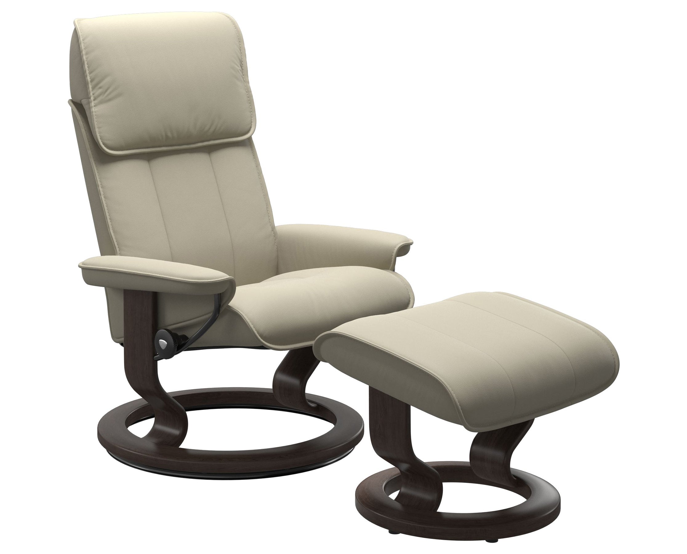 Paloma Leather Light Grey M/L and Wenge Base | Stressless Admiral Classic Recliner | Valley Ridge Furniture
