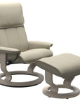 Paloma Leather Light Grey M/L and Whitewash Base | Stressless Admiral Classic Recliner | Valley Ridge Furniture