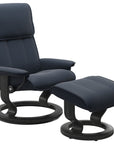 Paloma Leather Oxford Blue M/L and Grey Base | Stressless Admiral Classic Recliner | Valley Ridge Furniture