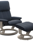 Paloma Leather Oxford Blue M/L and Whitewash Base | Stressless Admiral Classic Recliner | Valley Ridge Furniture