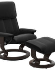 Paloma Leather Black M/L and Wenge Base | Stressless Admiral Classic Recliner | Valley Ridge Furniture