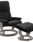 Paloma Leather Black M/L and Whitewash Base | Stressless Admiral Classic Recliner | Valley Ridge Furniture